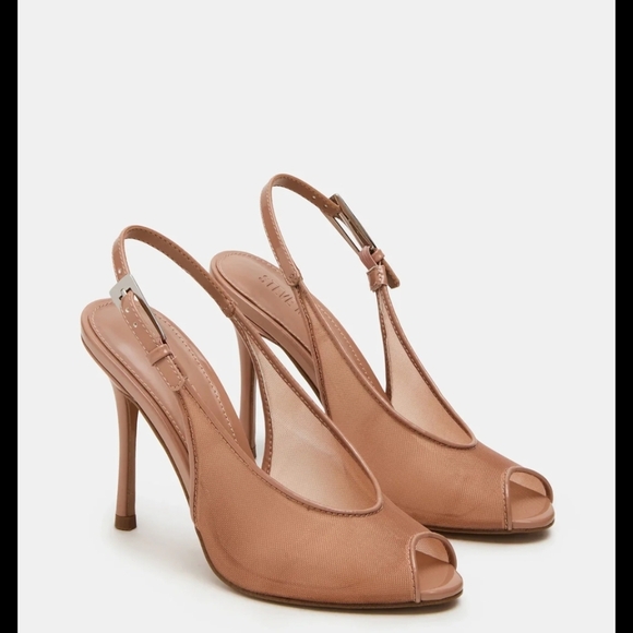 Steve Madden Sheer/Mesh Peep-Toe Slingback Heels - Picture 3 of 10